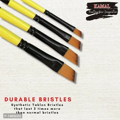 Durable Neon Series Set Of 4 Angular Brushes In Synthetic Bristle For Water, Poster Colour, Acrylic And Oil Painting For Professionals. Available With Free Utility Pouch-thumb3