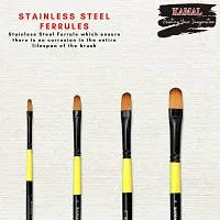 Durable Neon Series Set Of 4 Filbert Brushes In Synthetic Bristle For Water, Poster Colour, Acrylic And Oil Painting For Professionals. Available With Free Utility Pouch-thumb3