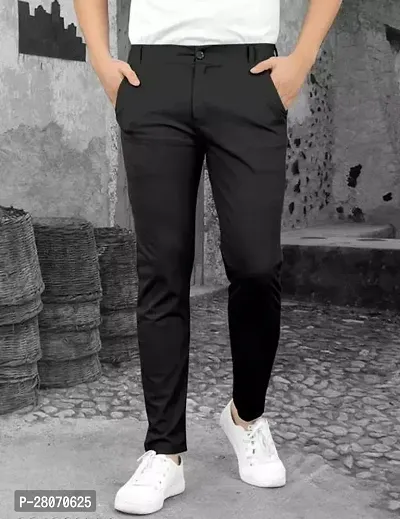 Stylish Cotton Blend Casual Trousers For Men-thumb0
