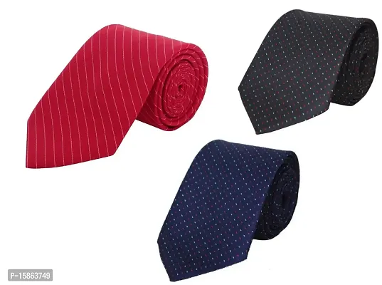 FashMade Men's Formal Tie Combo of 6 5 4 3 2 1 10 option to select Micro Fibre Tie 2.75 inches broaf (Navy Red Black)-thumb0