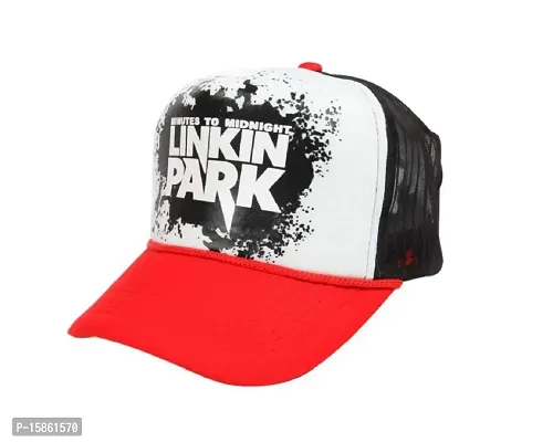 FashMade Linkin Park Printed Halfnet Cap for Men/Boys  Women/Girls Red