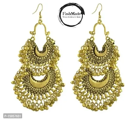 FashMade Oxidised Antique Earrings Jhumki for Women/Girls (Gold8)