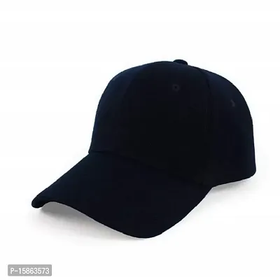 FashMade Unisex Polyester Cap (SOLIDBASEBAlL_Black_Free Size)