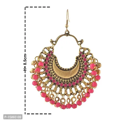 Michelangelo Non-precious Metal Oxidized Gold Dangle  Drop Earrings for Women  Girls, Pink-thumb3