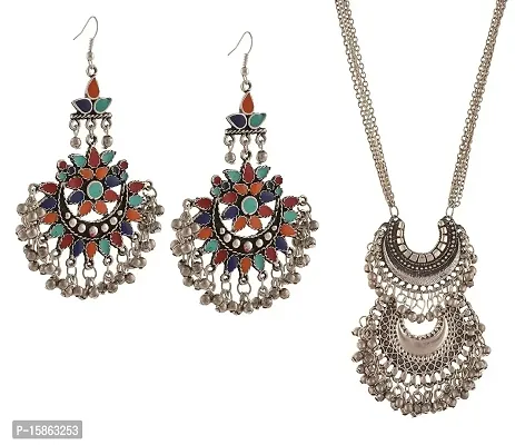 Michelangelo Antique Finish Necklace Turkish Style With Earring Combo For Girls and Women