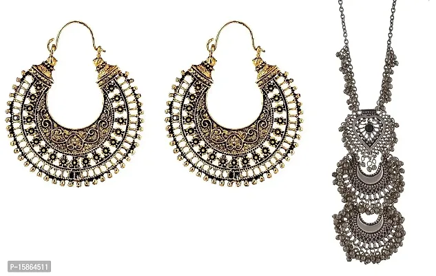 Michelangelo Antique Finish Necklace Turkish Style With Earring Combo For Girls and Women