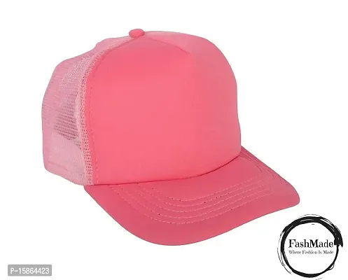 FashMade Solid Pink Halfnet Cap for Men/Boys  Women/Girls