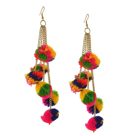 Michelangelo Non-precious Metal Dangle Pom Pom Earrings for Women Girls,