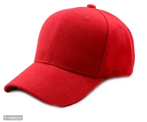 FashMade Unisex Cotton Cap (SOLIDBASEBAlL_Red_Free Size).-thumb0