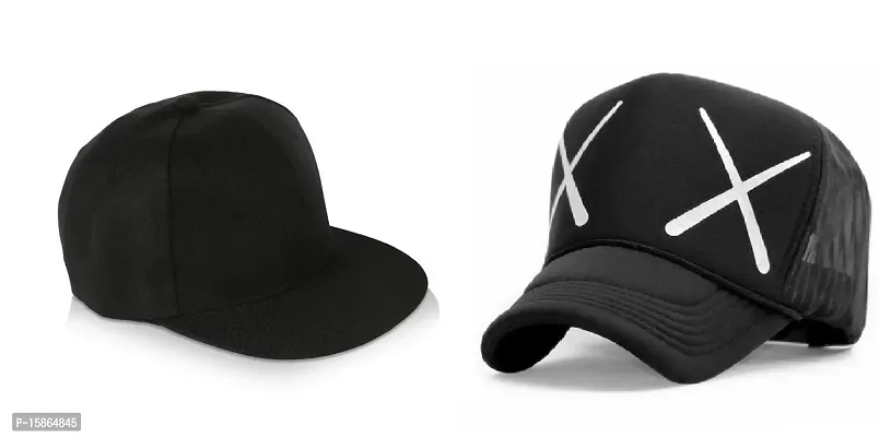 Michelangelo XX Black Half Net Baseball Cap and Black Hip Hop Unisex Cap Combo-thumb0