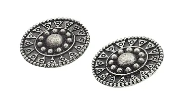 FashMade Ethnic Oxidized Earrings for Women Girls Boho theme Meena Work Earrings (Silver)-thumb1