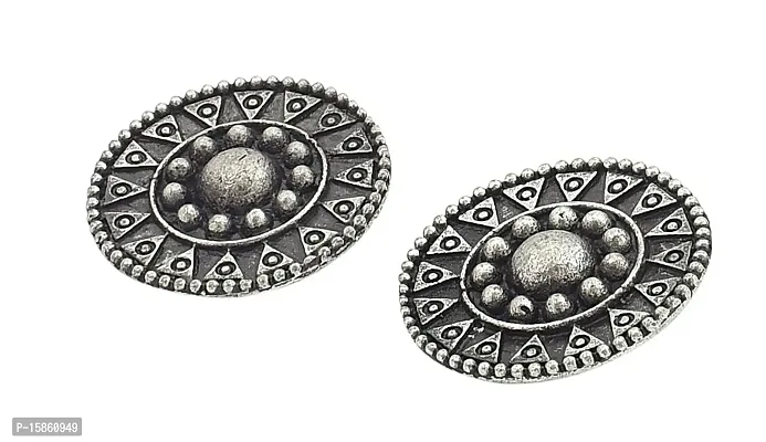 FashMade Ethnic Oxidized Earrings for Women Girls Boho theme Meena Work Earrings (Silver)-thumb2