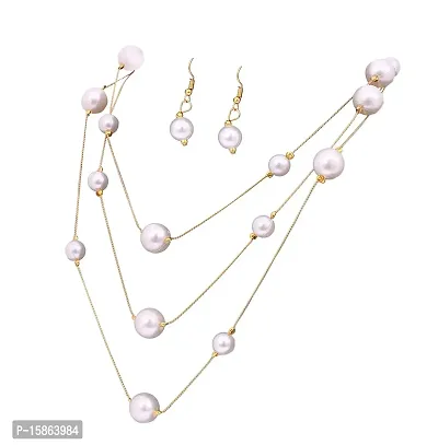 FashMade Trendy Choker Necklace set silver golden red white For Women/Girls (White Golden)