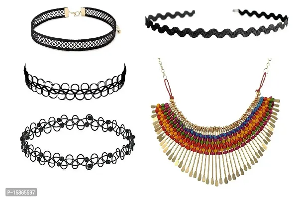 Michelangelo Tribal Necklace and Funky Choker Combo For Women/Girls Perfect Combo Retro Combo-thumb0
