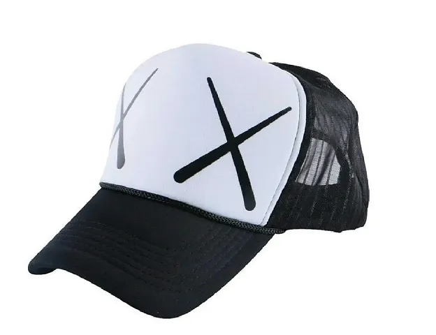 N.K India Half Net Fabric Cap Curved Visor Free-Size/Adjustable(Caps-Black-5)