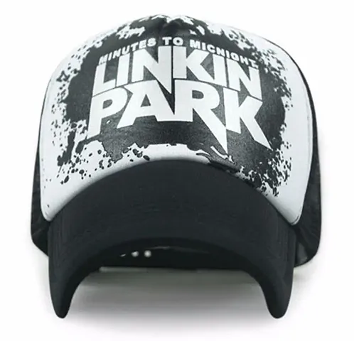 Michelangelo Men's Linkin Park Adjustable Mesh Half Net Plain Curved Visor Baseball Hat (Black, Medium)