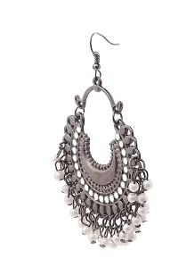 FashMade Ethnic Oxidized Earrings for Women Girls Boho theme Style Work Earrings (Silver)-thumb1