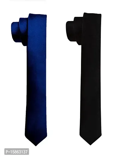 Michelangelo Boy/Men's Black and Navy Blue Slim Tie COMBO