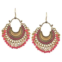 Michelangelo Non-precious Metal Oxidized Gold Dangle  Drop Earrings for Women  Girls, Pink-thumb3