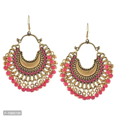 Michelangelo Non-precious Metal Oxidized Gold Dangle  Drop Earrings for Women  Girls, Pink-thumb4