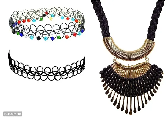 Michelangelo Tribal Necklace and Funky Choker Combo For Women/Girls Perfect Combo Retro Combo-thumb0