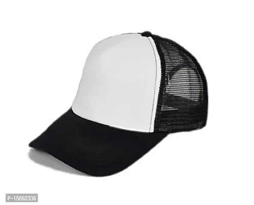 Michelangelo Men's and Women's Mesh Baseball Cap Trucker Half Net Plain Curved Visor Hat (Black, Free Size)