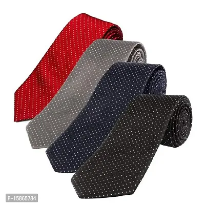 FashMade Men's Formal Tie Combo of 6 5 4 3 2 1 10 option to select Micro Fibre Tie 2.75 inches broaf (Navy Red Black Grey)