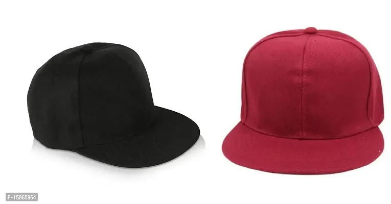 Michelangelo Maroon Hip Hop Cap and Black Hip Hop Combo for Boys/Girls (Pack of 2)