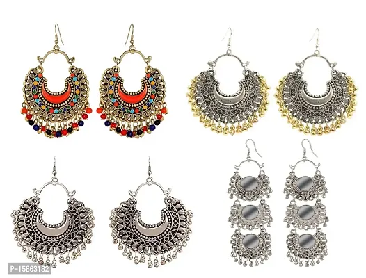 FashMade Antique Ethnic Earring Combo For Women/Girls Jumki Chandbali Ethinic Pack of 4 (as shown in picture)-thumb0