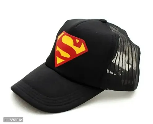 Michelangelo Men's Net Superman Half Cap (Black, Free Size)-thumb0