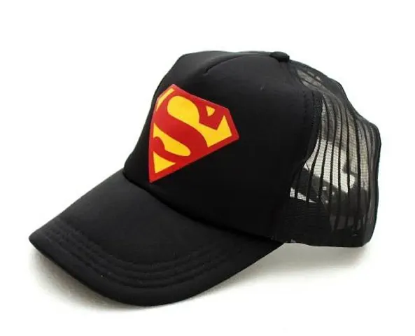 Michelangelo Men's Net Superman Half Cap (Black, Free Size)