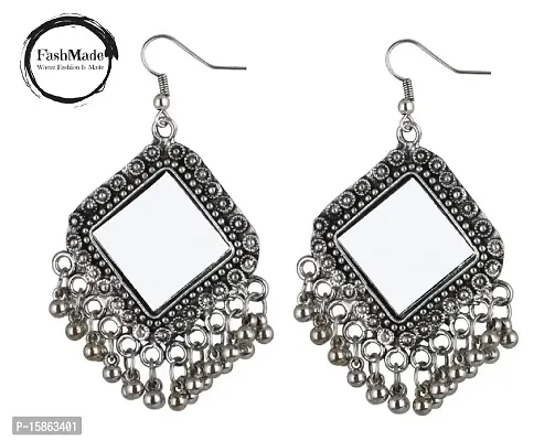 FashMade Oxidised Antique Earrings Jhumki for Women/Girls (Silver19)