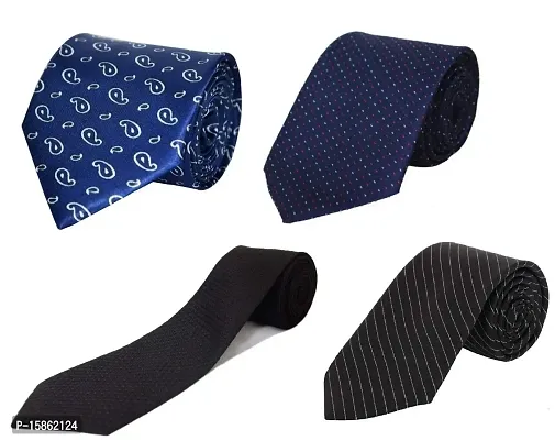 FashMade Men's Formal Tie Combo of 6 5 4 3 2 1 10 option to select Micro Fibre Tie 2.75 inches broaf (Navy Black)-thumb0
