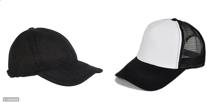 Michelangelo Caps Combo for Men/Girl/Womens Unisex 2-Black FN-WHITEBLACKNET