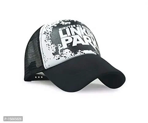 Michelangelo Men's Linkin Park Adjustable Mesh Half Net Plain Curved Visor Baseball Hat (Black, Medium)-thumb4