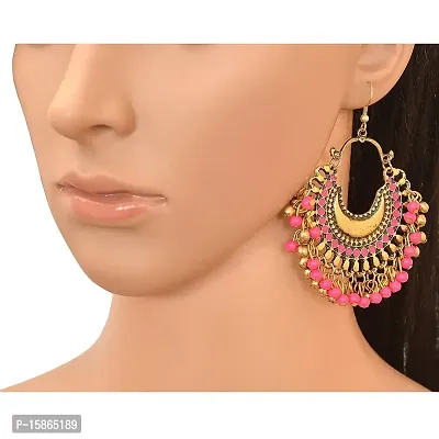 Michelangelo Non-precious Metal Oxidized Gold Dangle  Drop Earrings for Women  Girls, Pink-thumb2