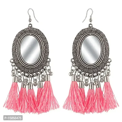 FashMade Stylish Mirror Earrings with Tassels for Girls And Women (Pack Of 4) AS SHOWN IN PICTURE BEST QUALITY-thumb3