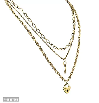 FashMade Trendy Choker Necklace set silver golden red white For Women/Girls (Golden3)