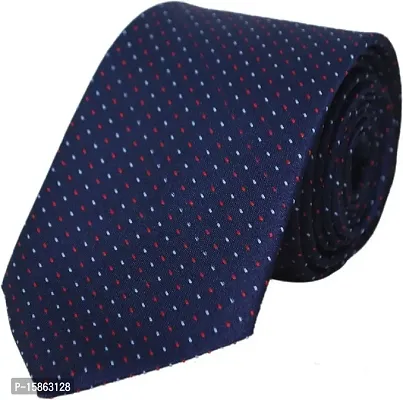 Michelangelo Blue Tie With White  Red Pin Dots-thumb0
