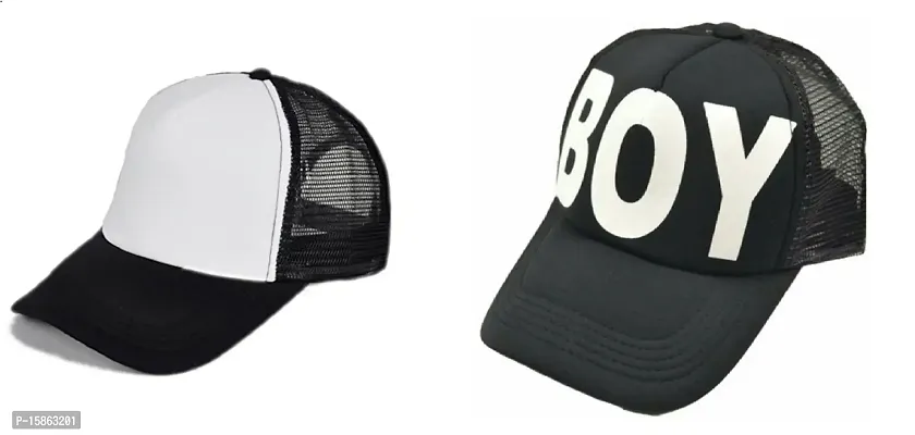 Michelangelo Caps Combo for Men/Girl/Womens Unisex 2-BOY NET-WHITEBLACKNET