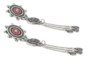 FashMade Ethnic Oxidized Earrings for Women Girls Boho theme Style Work Earrings loops chandbali hoops meena work Silver golden red pink blue (31)-thumb3