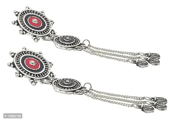 FashMade Ethnic Oxidized Earrings for Women Girls Boho theme Style Work Earrings loops chandbali hoops meena work Silver golden red pink blue (31)-thumb4