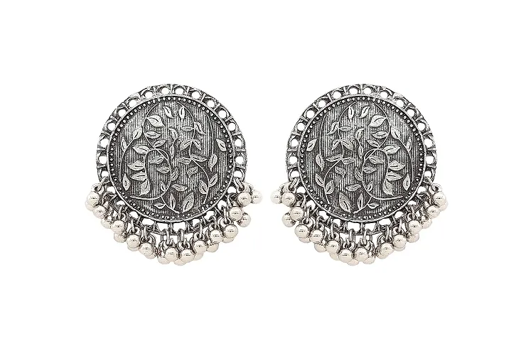 FashMade Meena Work Earrings for Women Girls Boho theme Meena Work Earrings (Silver)