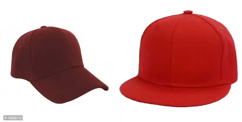 Michelangelo Red Hip Hop Cap and Maroon Baseball Combo for Boys/Girls (Pack of 2) As Shown in Picture