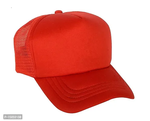 Michelangelo Men's Cotton Baseball Cap (Red half Net--_Red_Free Size)