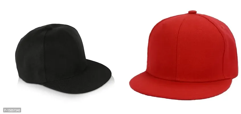 Michelangelo Red Hip Hop Cap and Black Hip Hop Combo for Boys/Girls (Pack of 2)-thumb0