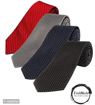 FashMade Men/Boy's Self Design Micro Fiber Premium Tie(Pack Of 4)-thumb0