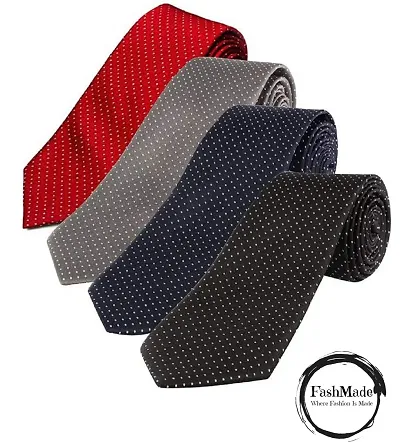 FashMade Men/Boy's Self Design Micro Fiber Premium Tie(Pack Of 4)