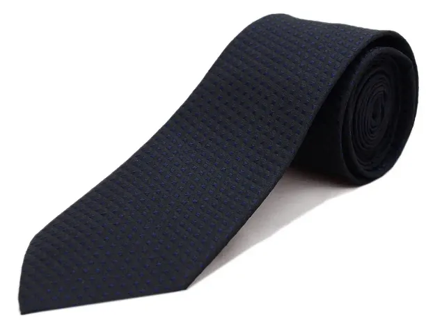 Michelangelo Men's Micro Fiber Self Design Tie (Black, Free Size)