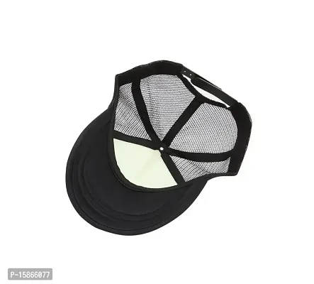 Michelangelo Men's Cotton Baseball Cap (White Black Half Net---_Black_Free Size)-thumb2